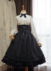 Surface Spell-Gothic Lolita High Waisted Stripe Skirt Customizable