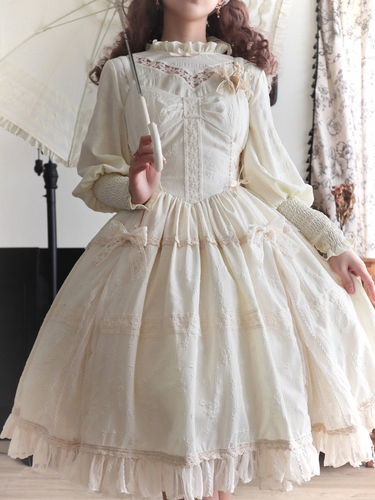 White Tea Story - Elegant Black and White Lolita JSK and Blouse