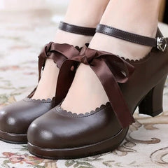 Sosic - Qing Mengnuo - Elegant Lolita Satin High Heel Handmade Shoes