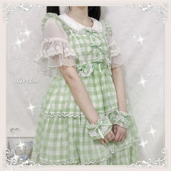 Sakurada Fawn - Plus Size Lolita Jumper Dress Plaid Sweet JSK