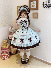 Sugar Girl - Fondant Cake - Summer Sweet Lolita JSK Dress, Tiered Ruffles and Bows