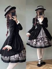 Little Bear - Gothic Lolita Black and White Striped JSK Set