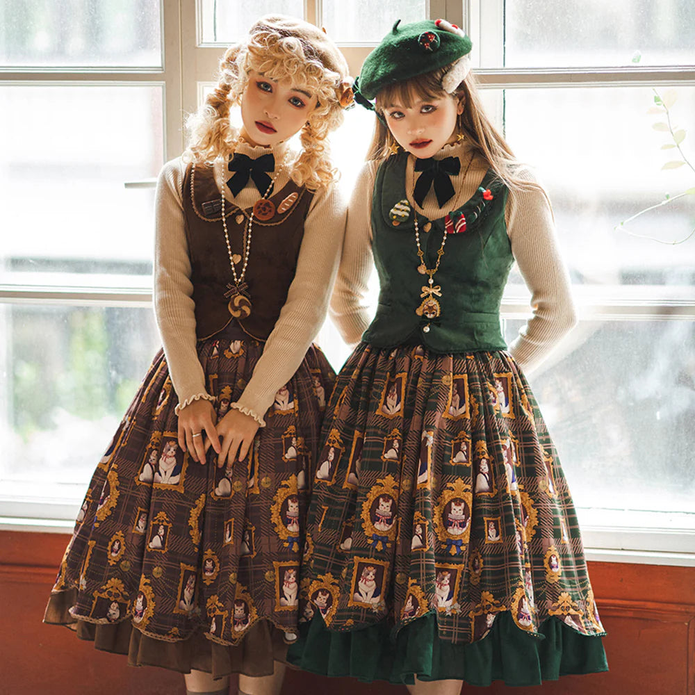 Miss Point - Christmas Preppy Style Velvet Lolita SK Vest Set