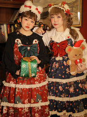 Yingtang - Plus Size Lolita Dress Set Christmas Winter Two-piece