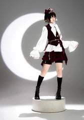 Princess Chronicles - Hare Hunter - Vintage Red Ouji Suit With Bunny Ear Hooded Jacket