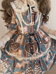Babyblue - Gretel Bear - Vintage Lolita Dress Teddy Bear Prints Dress