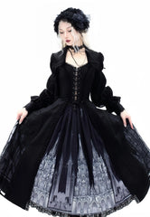 Susin Lolita - Night Traveler - Gothic Lolita Skirt Outfit Long Coat Shirt and Bustier Set