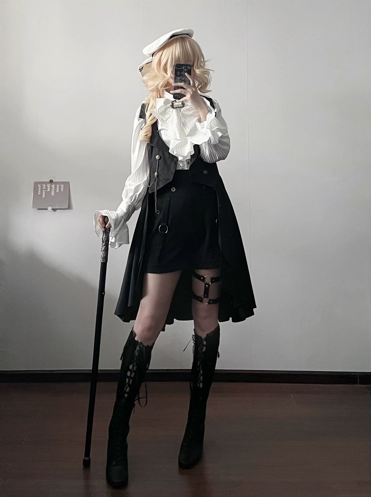 Gazing Galactic - Moonstone - Ouji Lolita Black Vest Prince Long Trailing Vest