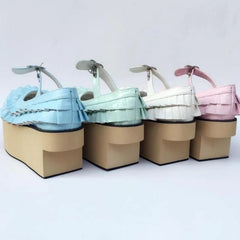 Antaina - Sweet Lolita Platform Shoes Lotus Leaf Edge Multicolor