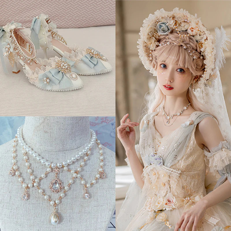 Cat Fairy - Gorgeous Lolita Tea Party Necklace, High Heels Shoes and BNT Hat