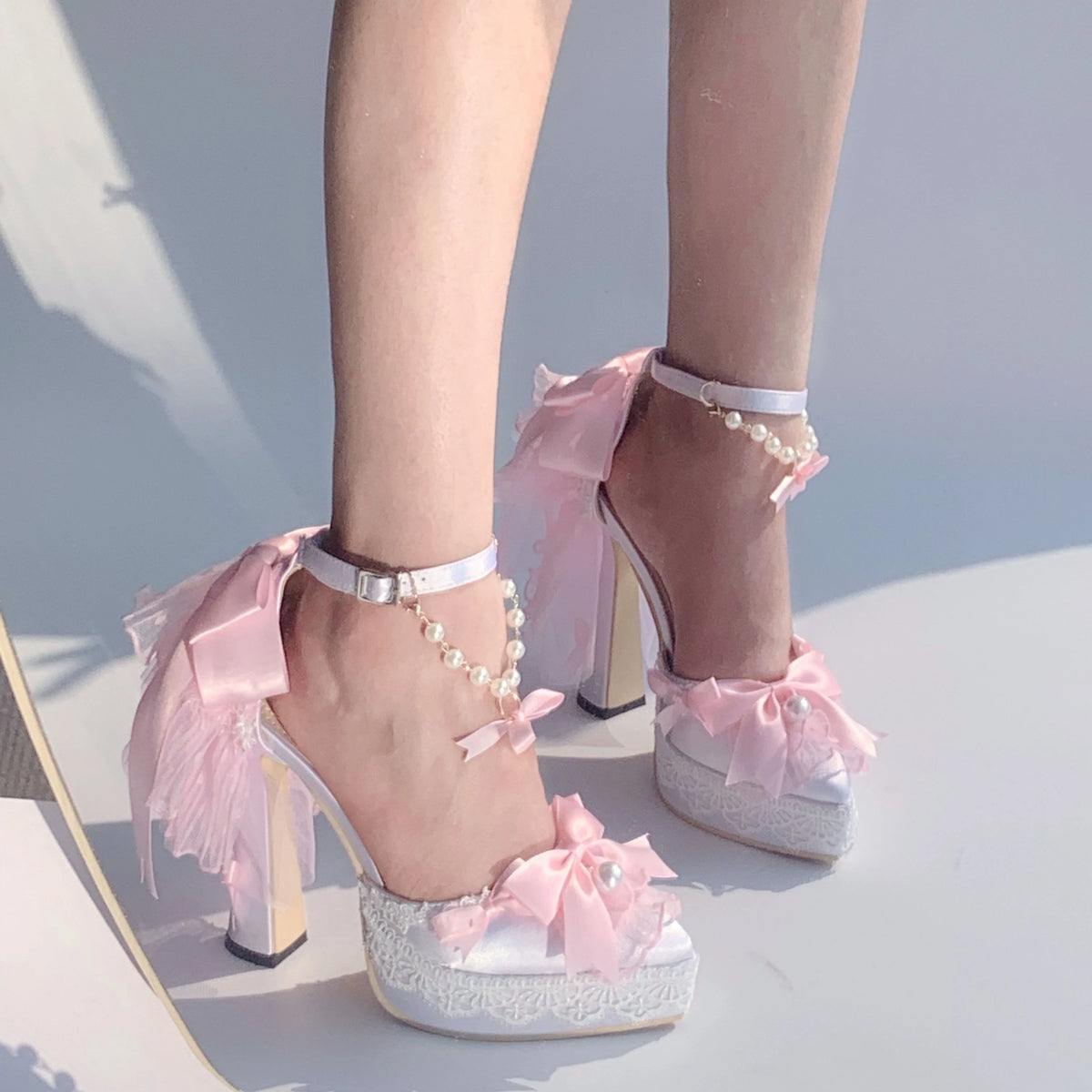 Sky Rabbit - Butterfly Dream - Wedding Sweet Lolita Platform Shoes with High Heels