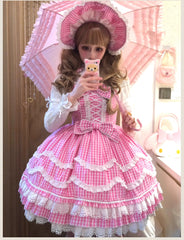 TaTaTa Lolita - Plaid Baileys - Old School Lolita Pink Plaid JSK