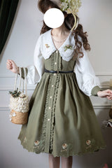 EESSILY - Window Rose - Classic Lolita OP Front Buttoned Embroidery Lolita Dress