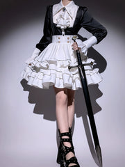 SilentMars - Law of the Fallen Moon - Retro Lolita Vest Coat Suit Knight Style Skirt