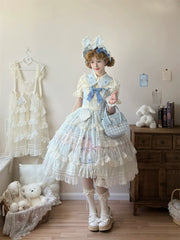 Uncle's Workshop - Veronica Spring Tea - Plate Printed Sweet Lolita Dress