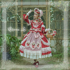 Elpress L - Peach Fragrance - Country Lolita Multicolors Strawberry Lolita OP Dress