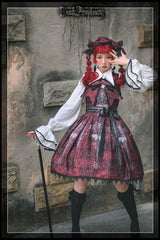 DuskProphecy - Coccyx - Elegant Lolita Dress High Waist Fishbone Print JSK Set