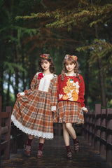 Miss Point - Chubby Fox in the Forest - Customized Lolita OP Dress Plaid Loose Daily Dress