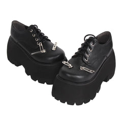 Angelic Imprint - Punk Lolita Round Toe Black Platform Shoes