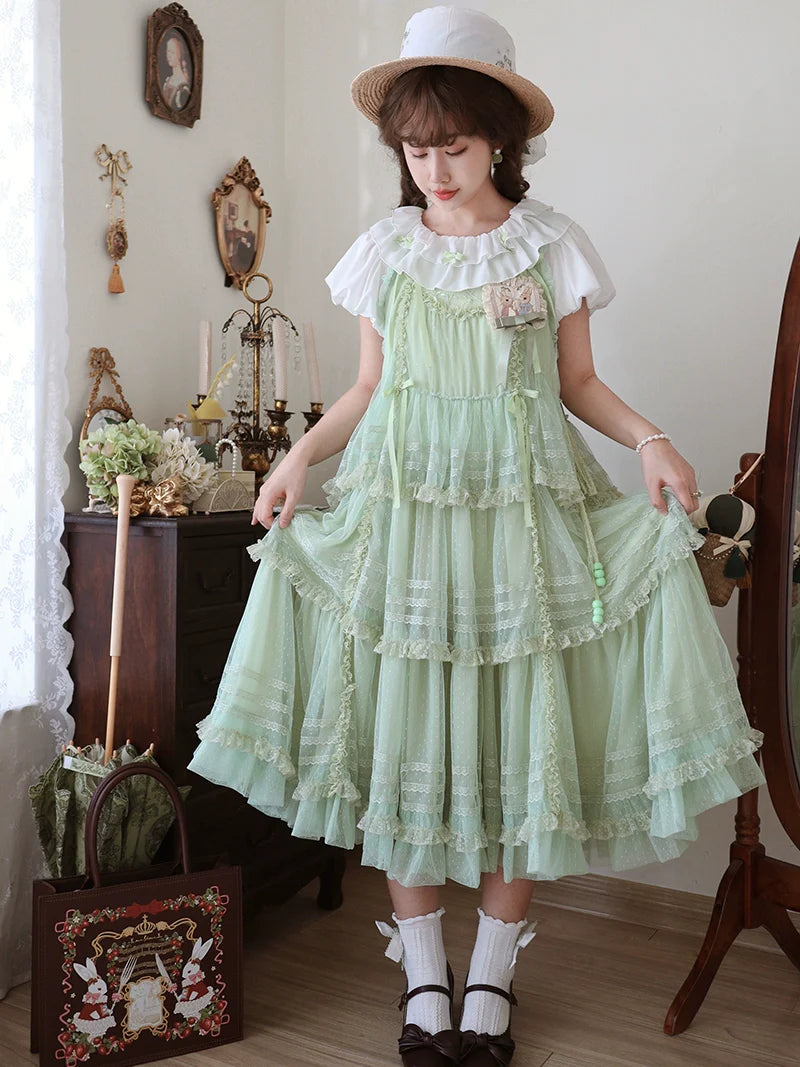 Polyhymnia - Secret Forest - Classic Lolita JSK Dress Multi-layered Dress Summer Gauze Dress