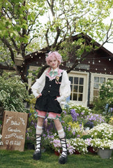 CastleToo - Candy Shop - Ouji Lolita Vest Outfit With Patchwork Design/Bow Details