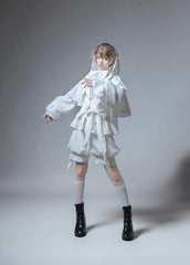 Princess Chronicles - Rabbit Hunting White Moonlight - Handsome Ouji Lolita Coat Rabbit Ears Pants Set