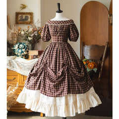 Forest Wardrobe - Forest Picnic - Classic Lolita OP Dress with Off-Shoulder and Lifting Hem