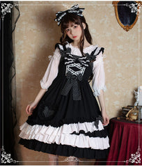 Eieyomi - Sweet Heart Black Lolita Jumper Dress