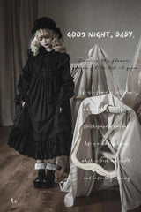Sanshanjiu - Goodnight Black - Gothic Lolita Black OP with Round Cape Collar