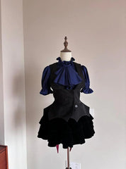 FlowerFairyDaily - Final Nocturne - Black Gothic Lolita Vest, Bat-Wing Shape