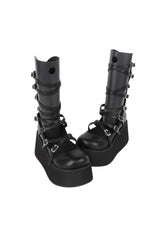 Angelic imprint - Punk Lolita High Platform Shoes With Calf-length Straps