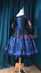 Surface Spell - Nocturne - Custom Gothic Lolita Dress Brocade Puff Sleeve Dress