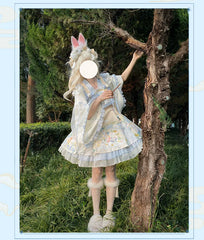 YingLuoFu - Laurel - Kawaii Han Lolita Jumper Dress Rabbit Print