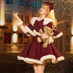 Tan Tuan - Winter Lolita Dress New Year Lolita JSK Plush Cape Set