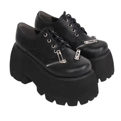 Angelic Imprint - Punk Lolita Round Toe Black Platform Shoes