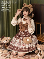 To Alice - Dear Dolls - Sweet Lolita Salopette Bear Print Dress