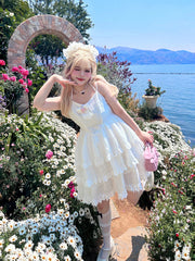 Yingtang - Rose of France - Sweet Lolita Plus Size Halter Puffy Dress Set