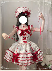 Sakurahime - Velour Love - Princess Sweet Lolita JSK Dress, Tiered Ruffles