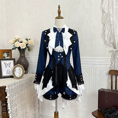 Xiongdoujiang - Chris' Son - Ouji Lolita Coat Shorts Irregular Hem Dress Set