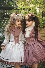 Miss Point - Classical Chocolate - Classic Lolita Jacket Elegant Striped Short Outwear