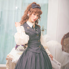 Miss Point - Rose Silhouette - Stripe Vintage Preppy Style Vest