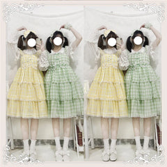 Sakurada Fawn - Plus Size Lolita Jumper Dress Plaid Sweet JSK