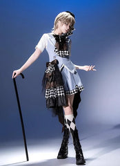 Forest Fluorescent Carps - The Judge's Game - Light Blue Ouji Lolita Shorts, Short Sleeve Shirt