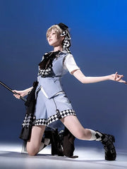 Forest Fluorescent Carps - The Judge's Game - Light Blue Ouji Lolita Shorts, Short Sleeve Shirt