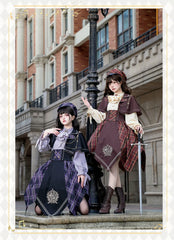 Forest Fluorescent Carps - Queen's Game - Military Lolita OP Plaid Ouji Lolita Dress Set