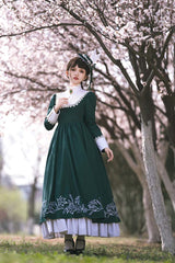 Youpairui - Lobnya - Gothic Nun Lolita Green OP Dress Set
