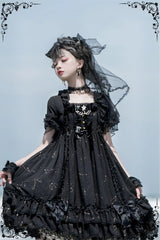 Sakuya Lolita - Whisper of Stars - Vintage Lolita OP Dress Constellation-themed Black Lolita Dress