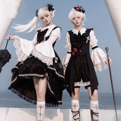 CastleToo - Night Rose - Elegant Ouji Lolita Suits With Lolita JSK And Shorts