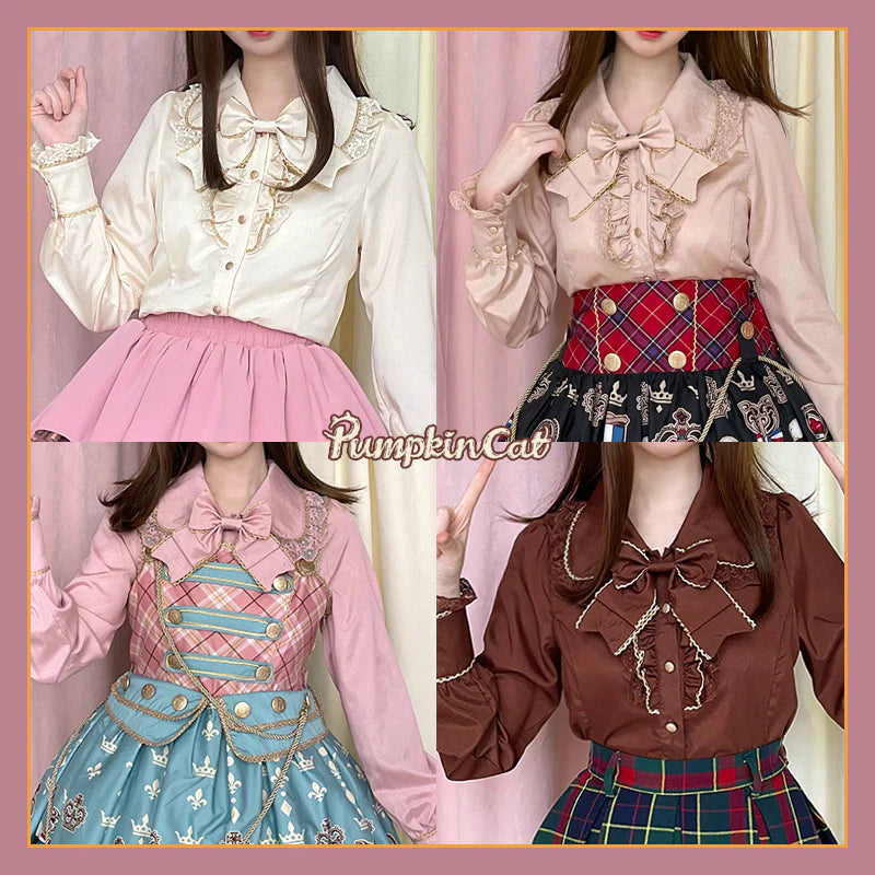 Pumpkin Cat - Gold Trim Long Sleeve Lolita Blouse