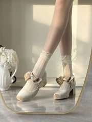 Pure tea for dream - Angel Velvet - Sweet Lolita Shoes Mid-heel Velvet Shoes